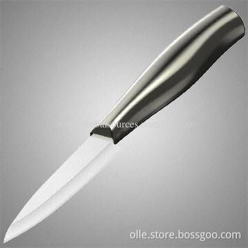 Ceramic knife, white zirconia blade with stainless steel handle